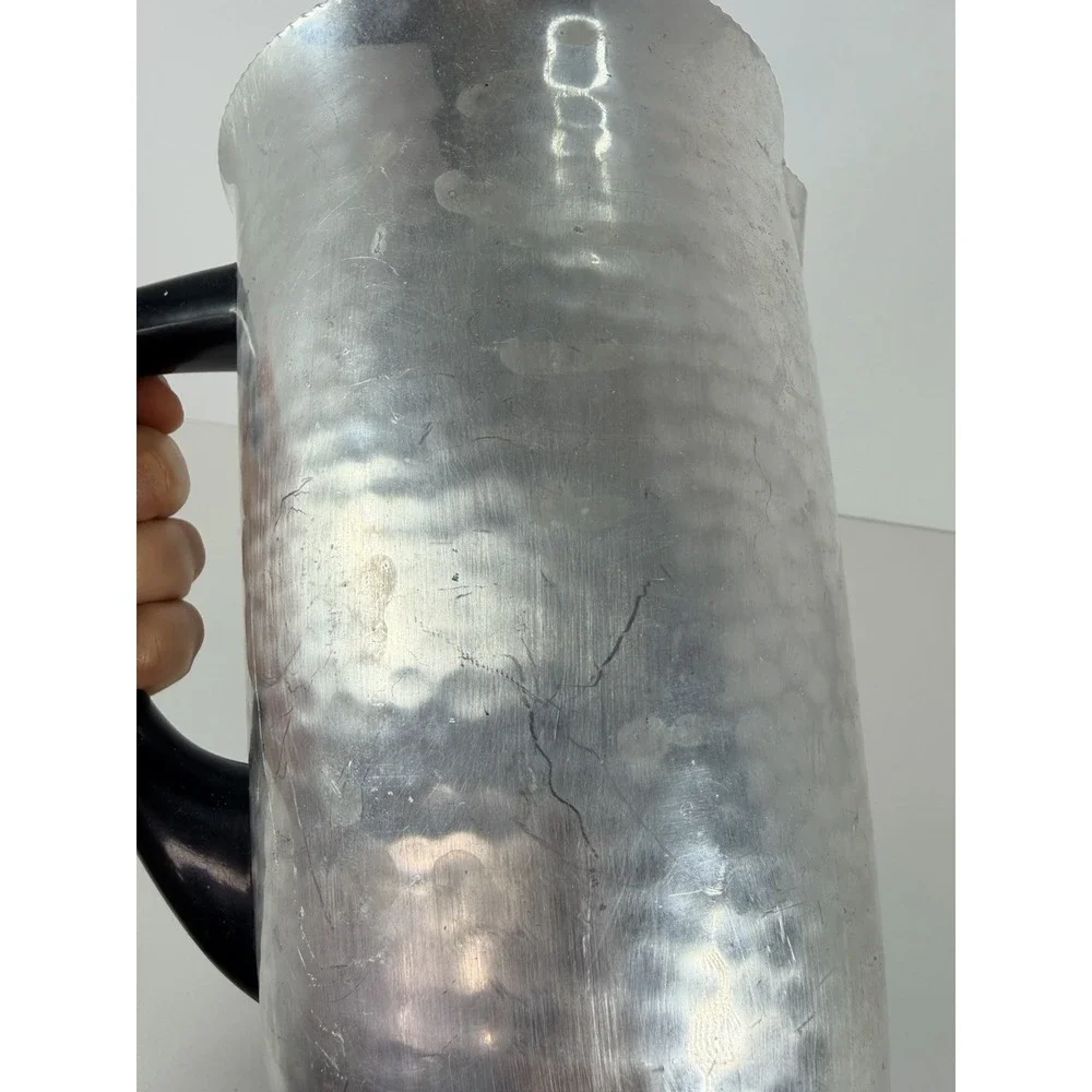 Vintage Water Pitcher Hammered Aluminum,‎ Bakelite Handle MCM Made In Spain MMM